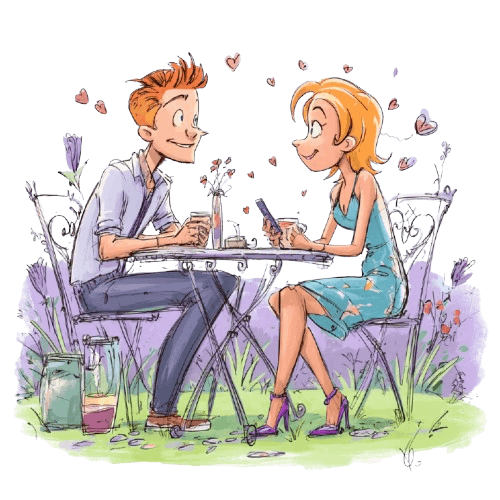 couple au café