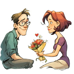 Couple qui s'envoie des fleurs
