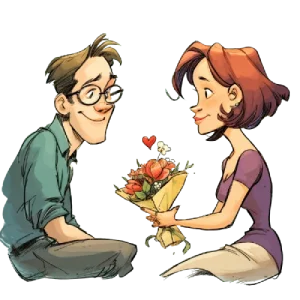 Couple qui s'envoie des fleurs